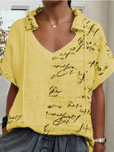 Load image into Gallery viewer, Print Letter Standard Short Sleeve V Neck Blouse