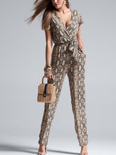 Load image into Gallery viewer, Spring and Summer Animal Print Short-sleeved V-neck Jumpsuit