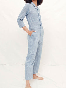Fashion Casual Long Sleeve Buttoned Pocket Jumpsuit