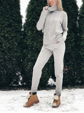 Turtleneck Sweater Trousers Suit Casual Sports Suit