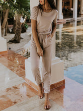 Load image into Gallery viewer, Solid-colored Drawstring Lounge Jumpsuit