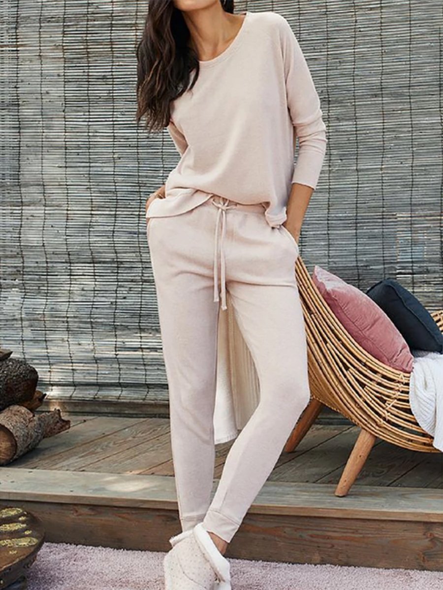 Crew Neck Two Pieces Pants Sets Suits