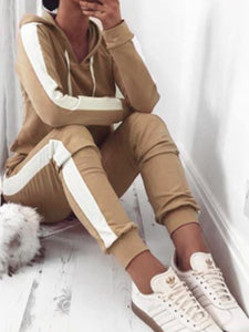 Hooded Stripe Long-Sleeved Casual Jumpsuits