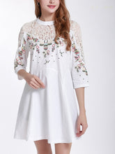 Load image into Gallery viewer, Heavy Embroidery Lace Stitching Slim Slimming Seven-point Sleeve Bottom SkirtV