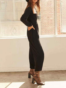 Sexy Solid Color Lapel Jumpsuits
