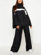 Load image into Gallery viewer, Loose Casual Turtleneck Long Sleeve Top Wide Leg Pants Knitted Suit