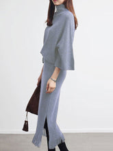 Load image into Gallery viewer, Loose Thick Sweater Split Fringed Dress Suit