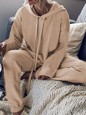Hooded Knit Two-piece Suit