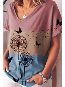 Casual Loose Dandelion Print T-Shirt