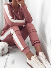 Load image into Gallery viewer, Hooded Stripe Long-Sleeved Casual Jumpsuits