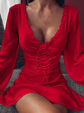 Load image into Gallery viewer, Sexy V Neck Corset Mini Dress