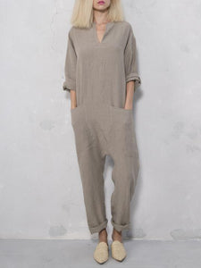 Casual Loose Soft Cotton Linen Jumpsuit