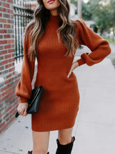 Load image into Gallery viewer, Solid Turtleneck Knit Mini Dress