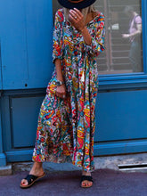 Load image into Gallery viewer, V Neck Multicolor Paneled Maxi Dresses