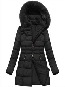 Solid Color Hooded Pocket Warm Down Coat