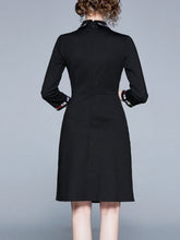 Load image into Gallery viewer, Embroidered Lapel Temperament Slim Dress with Seven Sleeves