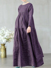 Load image into Gallery viewer, Loose Casual Cotton and Linen Long Sleeve Solid Color Pregnant Women Dress