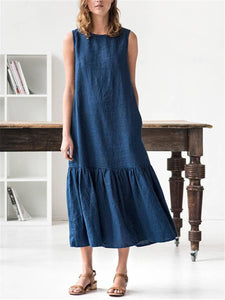 Drop Ruffle Soft Linen Maxi Dress