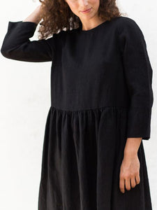 Cotton and Linen Casual Long-sleeved Dress