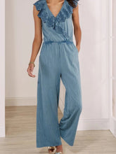 Load image into Gallery viewer, Lace Stitching V-neck Sleeveless Jumpsuit