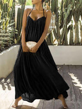 Load image into Gallery viewer, Casual Solid Holiday Pleated Backless Maxi Dress