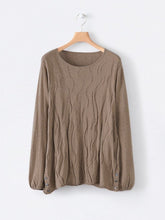 Load image into Gallery viewer, Crew Neck Casual Pleated Knit Sweater