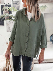 Solid Color Top Long Sleeve Blouses