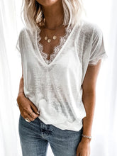 Load image into Gallery viewer, Casual Sleeveless Lace Trim T-Shirt