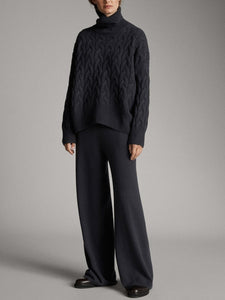 Two-Piece Knitted Turtleneck Twist Sweater