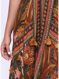 V-neck Bohemian Fringed Halter Maxi Dress