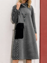 Load image into Gallery viewer, High Collar Polka Dot Stitching Long Sleeve Dress