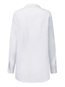 Folded Collar Irregular Solid Color Shirt