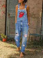 Load image into Gallery viewer, Printed Denim Casual Jumpsuit