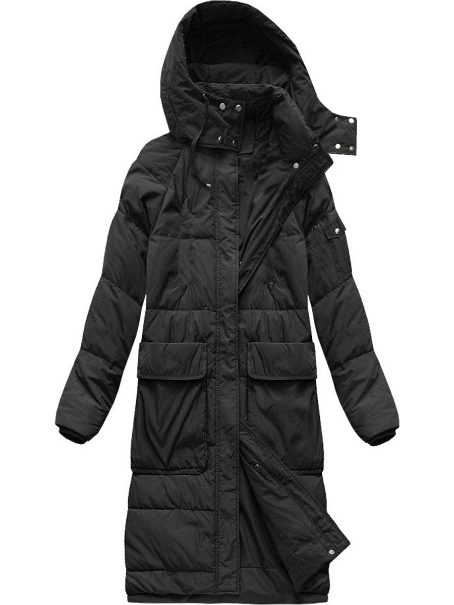 Hooded Solid Color Down Coat