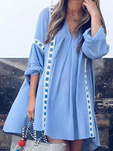 Load image into Gallery viewer, V-Neck Casual Long Sleeve Solid Mini Dress