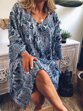 Load image into Gallery viewer, Bohemian Casual Comfortable Loose Soft Feather Print Dress