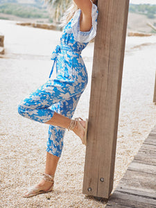 Women Chic Lace Up Floral Jumpsuit