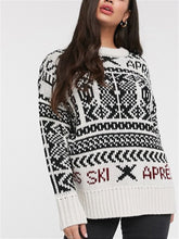 Load image into Gallery viewer,  Vintage Jacquard Lazy Wind Loose Round Neck Pullover Knit Sweater