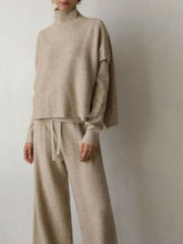 Load image into Gallery viewer, Women&#39;s Cashmere Sweater Wide Leg Pants Set