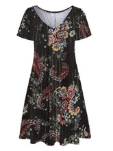 Load image into Gallery viewer, Women Short Sleeve V-neck Floral Printed Midi Dress