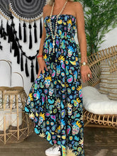 Load image into Gallery viewer, Printing Tube Top Cotton-Blend Sleeveless Floral Maxi Dress