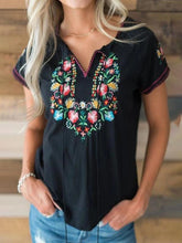 Load image into Gallery viewer, Embroidered Cotton and Linen T-shirt