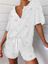 Load image into Gallery viewer, Star Print V-neck Short Sleeve Two-piece Suit