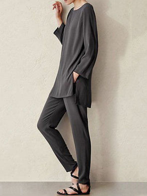 Casual Round Neck Long Loose Suit