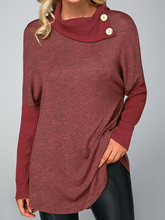 Load image into Gallery viewer, Coral Long Sleeve Cotton-Blend Plain Shawl Collar Button Sweatshirt