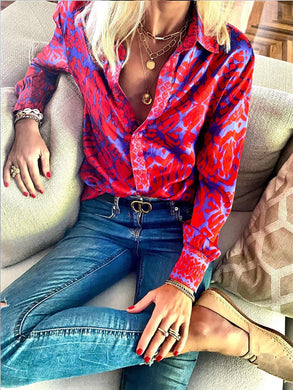 Fashion Vintage Elegant Loose Floral Shirt Top