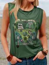 Load image into Gallery viewer, Round Neck Print Sleeveless T-Shirt