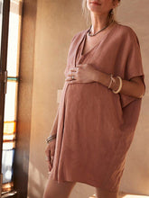 Load image into Gallery viewer, Maternity V-neck Short Sleeve Solid Dress