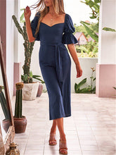 Load image into Gallery viewer, Sexy Backless Solid Color Ruffled Puff Sleeve Jumpsuits