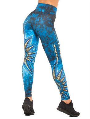 Golden Mandala Print High Waist Raise Fitness Yoga Tights